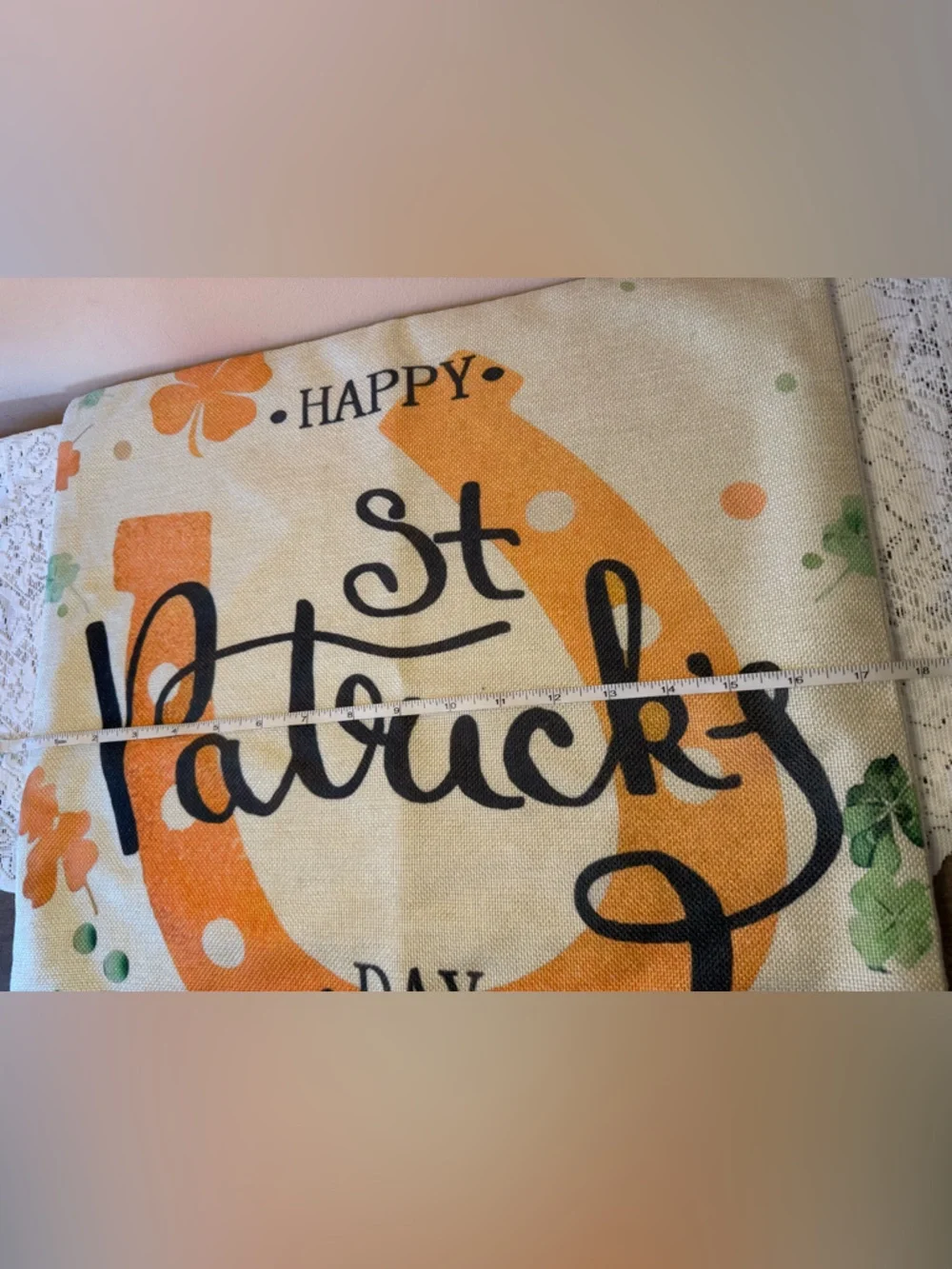 St. Patrick's Day Decorative Pillow Cover - Orange & Green